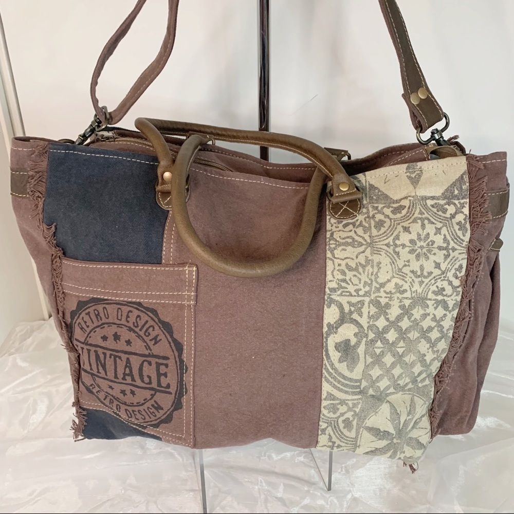 Myra Bag Retro Upcycled Canvas Weekender Bag S-1200